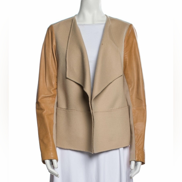 VINCE | Wool Jacket with Leather Sleeves - Picture 12 of 16